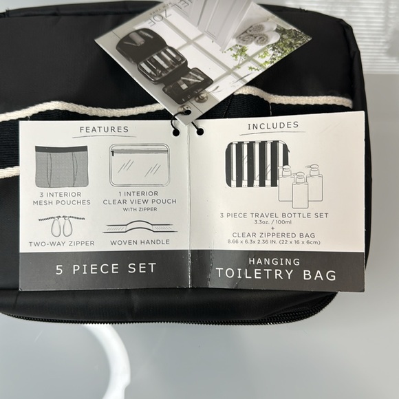 NWT Rachel Zoe black hanging 5 pc toiletry bag set - Picture 10 of 12